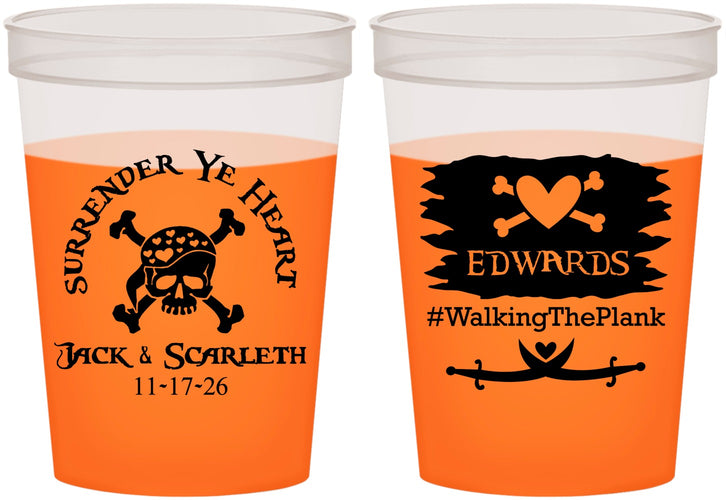 Custom Wedding 16 oz Color Changing Cups - Pirate | 286