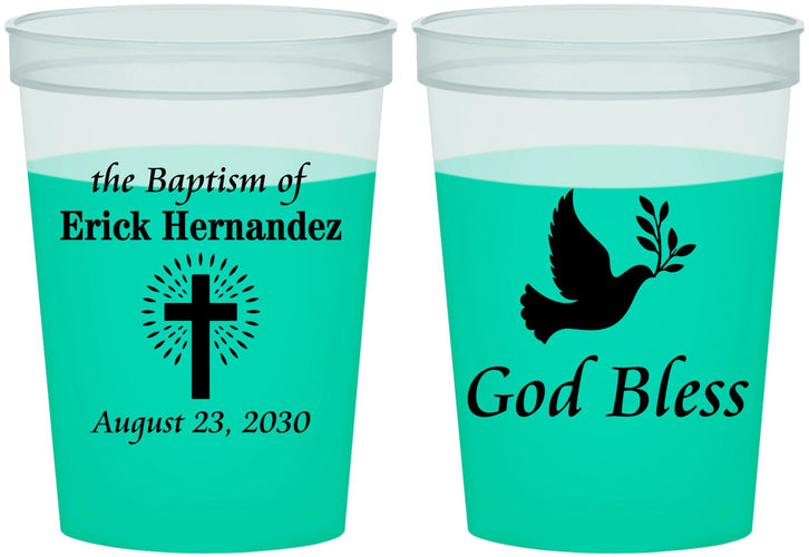 Custom Baptism 16 oz Color Changing Cups - God Bless | 290005