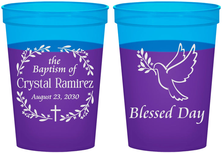 Custom Baptism 16 oz Color Changing Cups - Blessed Day | 290006