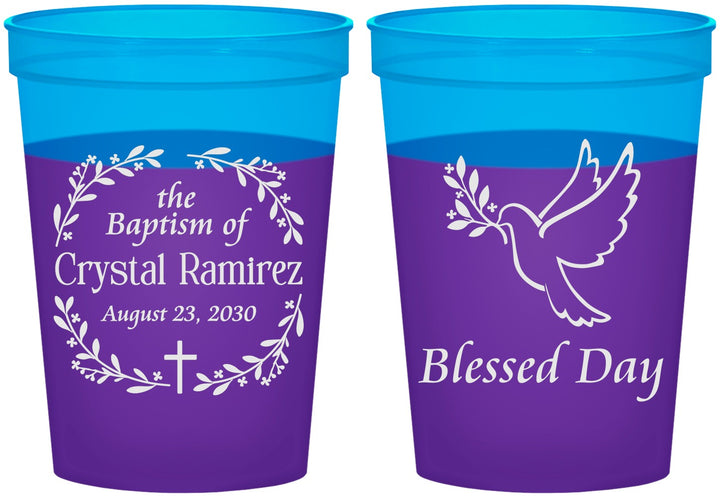 Custom Baptism 16 oz Color Changing Cups - Blessed Day | 290006