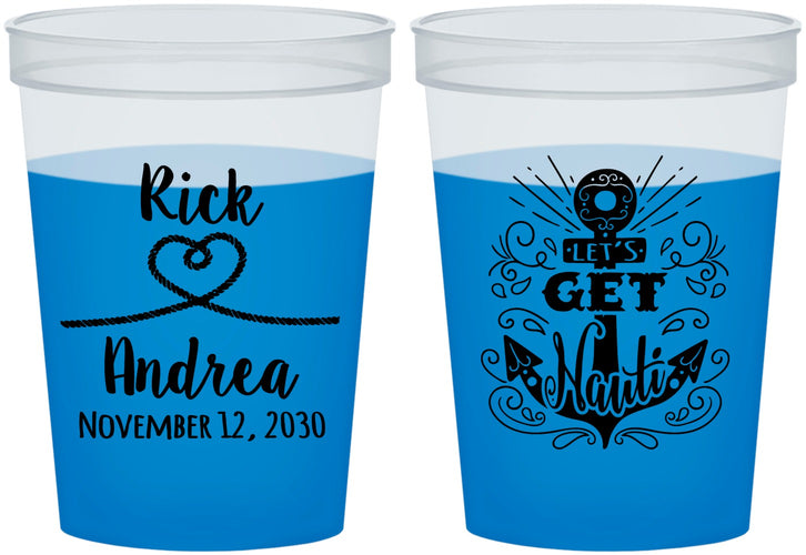 Custom Wedding 16 oz Color Changing Cups - Lets Get Nauti | 292