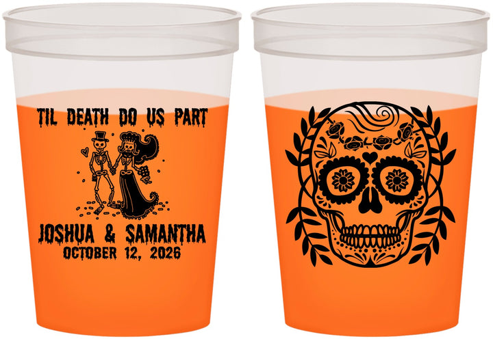 Custom Wedding 16 oz Color Changing Cups - Til Death Do Us Part | 297