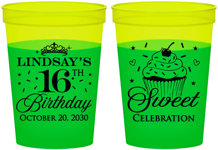Custom 16th Birthday 16 oz Color Changing Cups - Cupcake | 300000