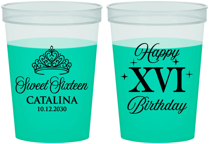 Custom 16th Birthday 16 oz Color Changing Cups - Tiara | 300002