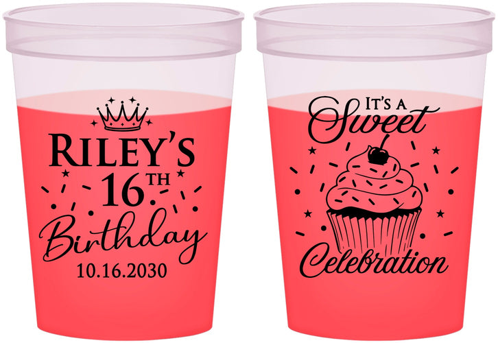 Custom 16th Birthday 16 oz Color Changing Cups - Cupcake | 300006