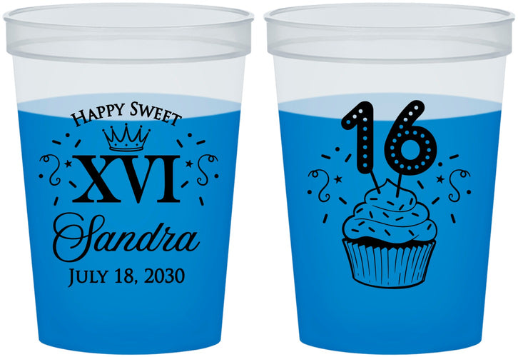 Custom 16th Birthday 16 oz Color Changing Cups - Cupcake | 300007