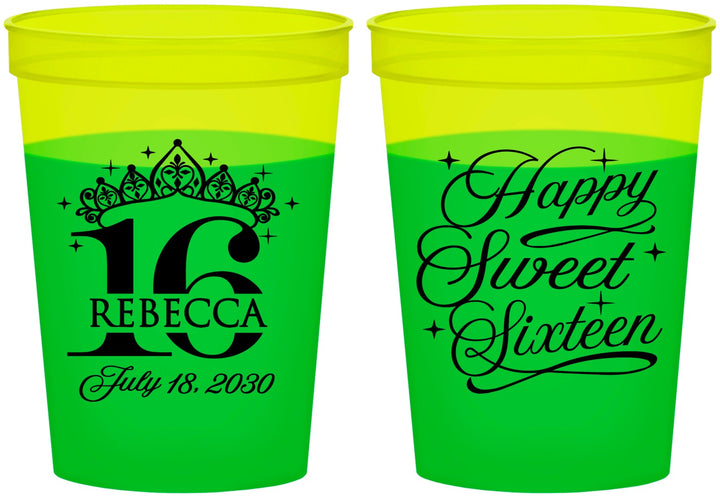 Custom 16th Birthday 16 oz Color Changing Cups - Tiara | 300008