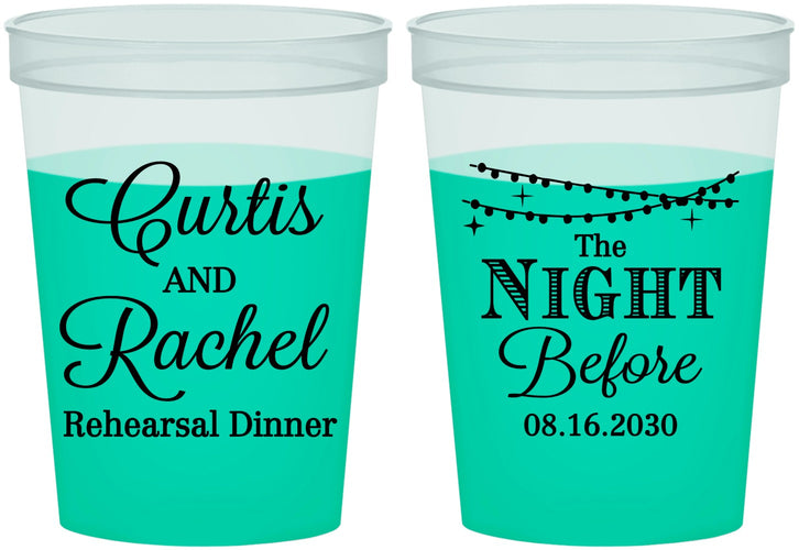Custom Rehearsal Dinner 16 oz Color Changing Cups - The Night Before | 30006