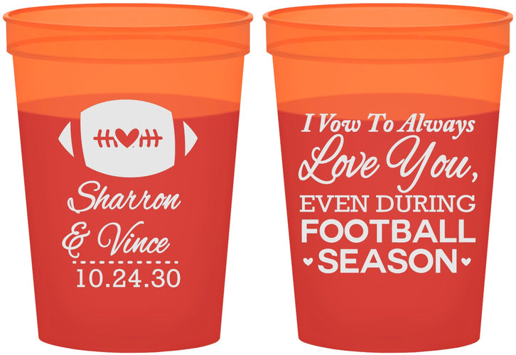 Custom Wedding 16 oz Color Changing Cups - Football | 302