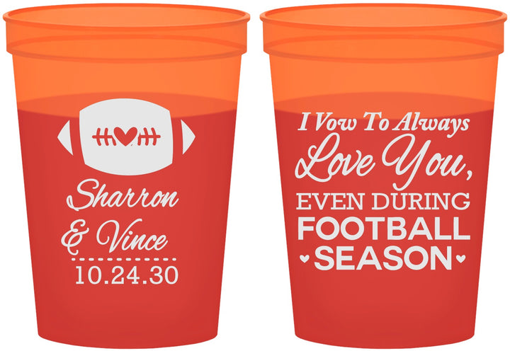 Custom Wedding 16 oz Color Changing Cups - Football | 302