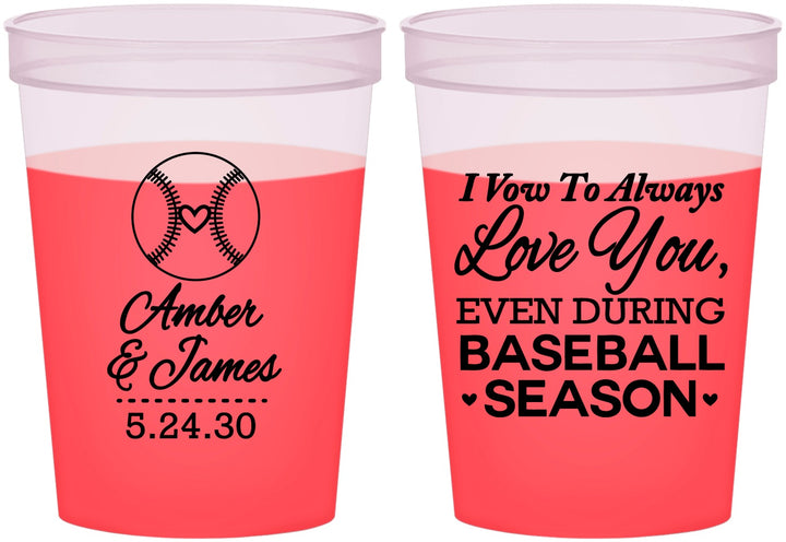 Custom Wedding 16 oz Color Changing Cups - Baseball | 303