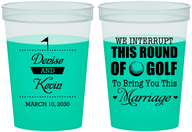 Custom Wedding 16 oz Color Changing Cups - We Interrupt Golf | 309