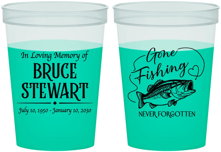 Custom Memorial 16 oz Color Changing Cups - Gone Fishing | 310023