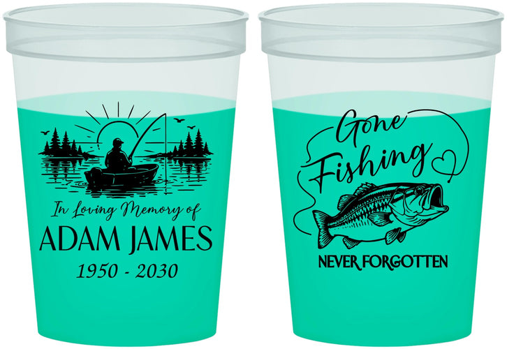 Custom Memorial 16 oz Color Changing Cups - Gone Fishing | 310024