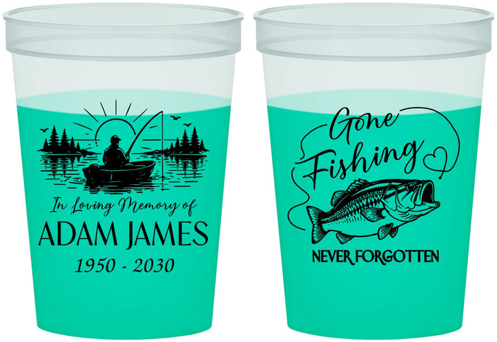 Custom Memorial 16 oz Color Changing Cups - Gone Fishing | 310024