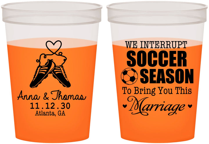 Custom Wedding 16 oz Color Changing Cups - We Interrupt Soccer | 311