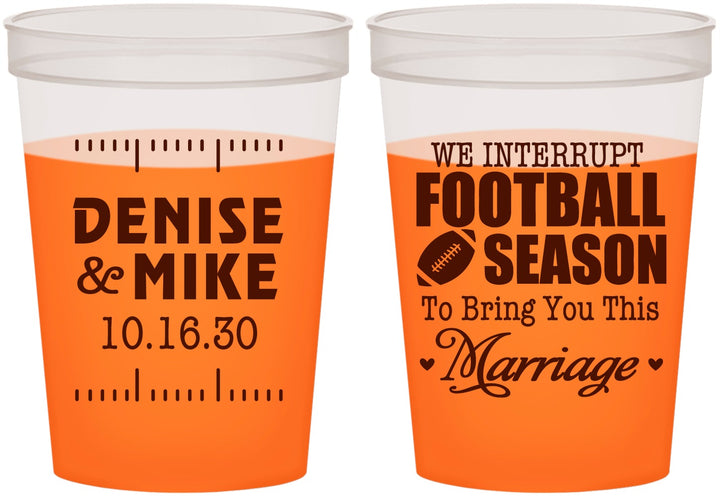Custom Wedding 16 oz Color Changing Cups - We Interrupt Football | 314