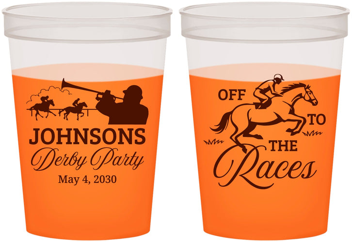 Custom Derby Day 16 oz Color Changing Cups - Off To The Races | 320002