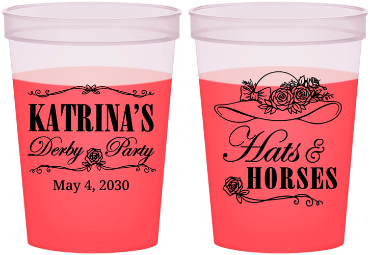Custom Derby Day 16 oz Color Changing Cups - Hats And Horses | 320005