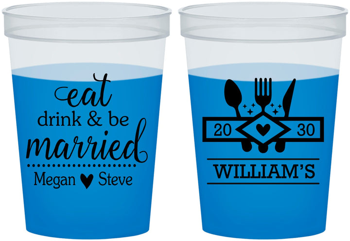 Custom Wedding 16 oz Color Changing Cups - Eat Drink Be Married | 327