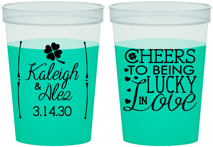 Custom Wedding 16 oz Color Changing Cups - Lucky In Love | 328
