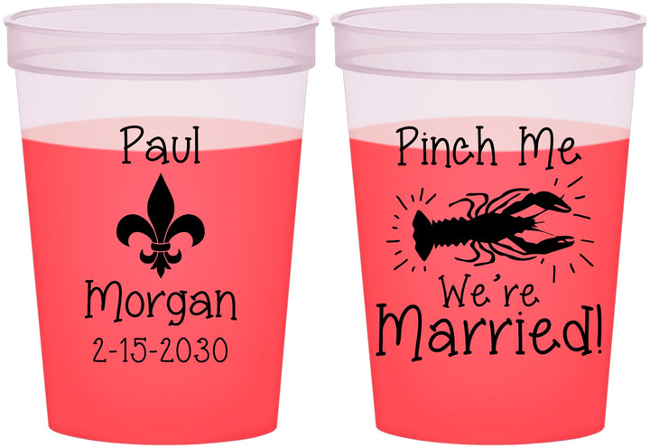Custom Wedding 16 oz Color Changing Cups - Crawfish Boil | 330