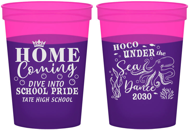 Custom Homecoming 16 oz Color Changing Cups - Under The Sea Dance | 330002
