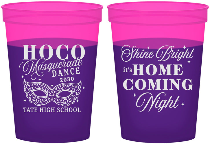 Custom Homecoming 16 oz Color Changing Cups - Hoco Masquerade Dance | 330009