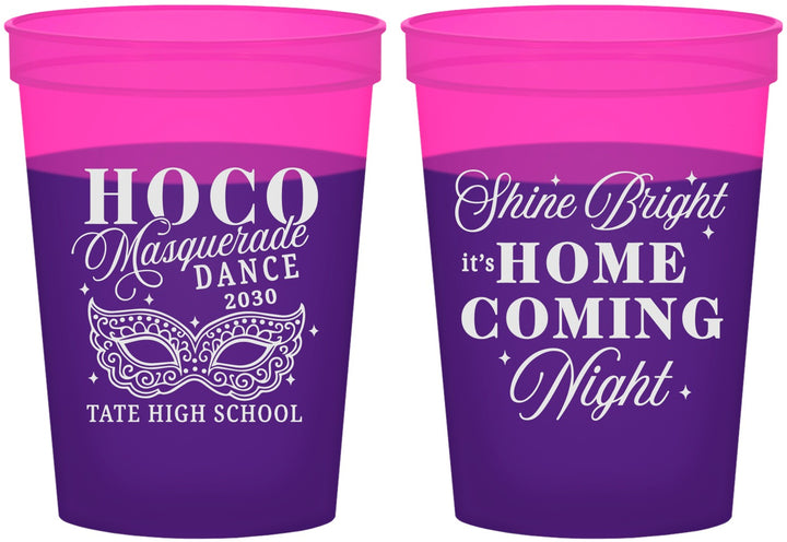Custom Homecoming 16 oz Color Changing Cups - Hoco Masquerade Dance | 330009