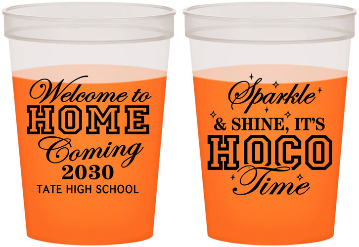Custom Homecoming 16 oz Color Changing Cups - Sparkle Shine Hoco Time | 330017