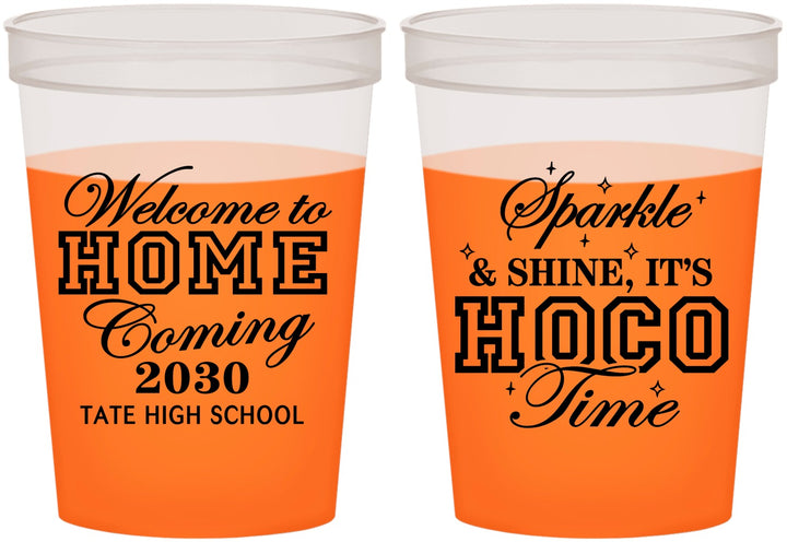 Custom Homecoming 16 oz Color Changing Cups - Sparkle Shine Hoco Time | 330017