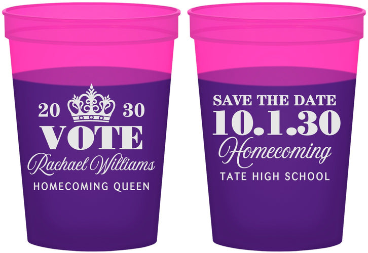 Custom Homecoming 16 oz Color Changing Cups - Hoco Queen Vote | 330020