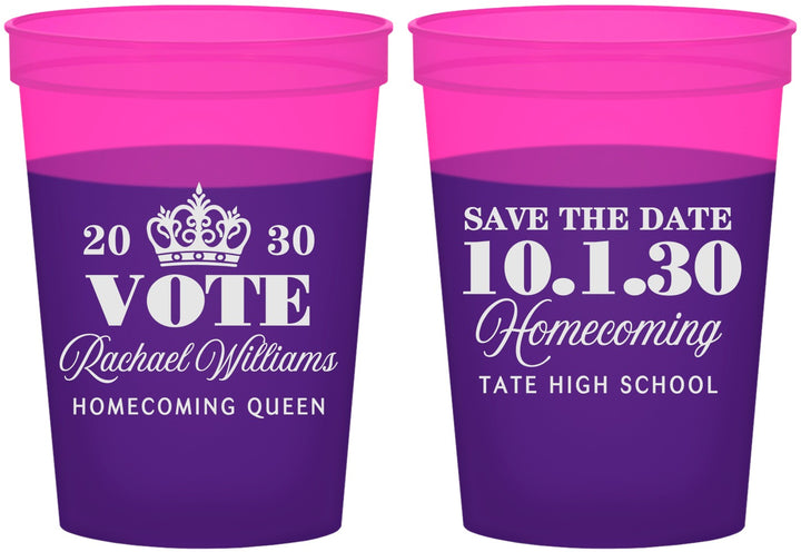 Custom Homecoming 16 oz Color Changing Cups - Hoco Queen Vote | 330020
