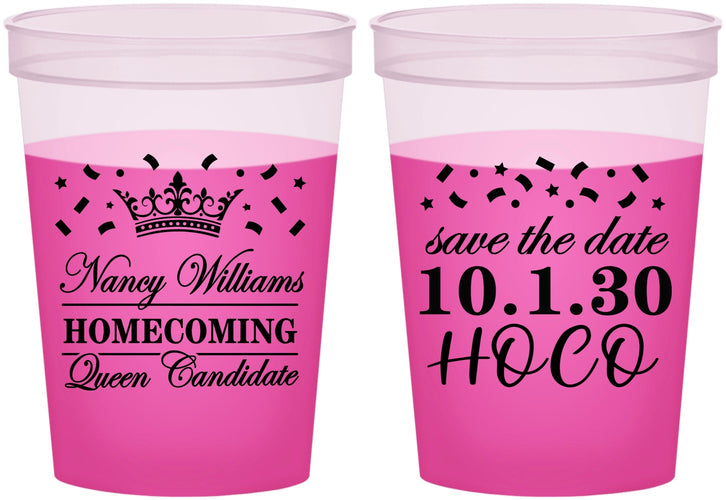 Custom Homecoming 16 oz Color Changing Cups - Hoco Queen Vote | 330024