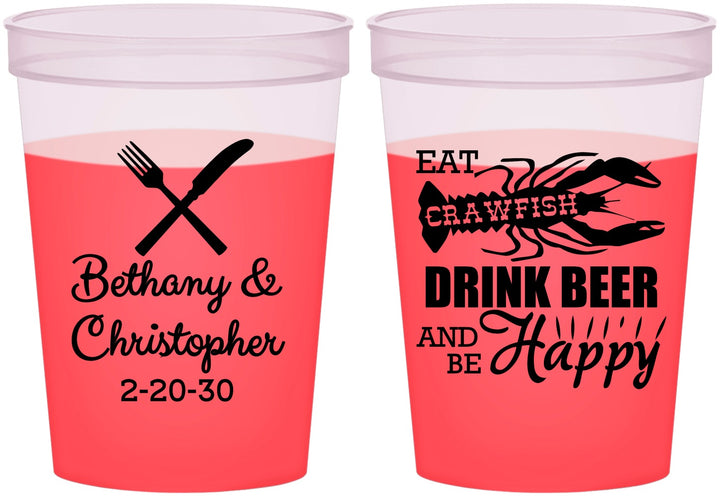 Custom Wedding 16 oz Color Changing Cups - Crawfish Boil | 332
