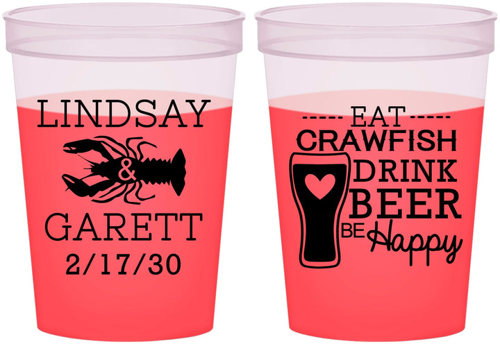 Custom Wedding 16 oz Color Changing Cups - Crawfish Boil | 333