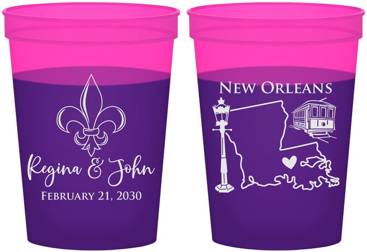 Custom Wedding 16 oz Color Changing Cups - New Orleans | 334