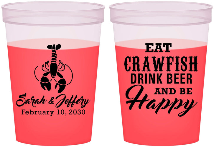 Custom Wedding 16 oz Color Changing Cups - Crawfish Boil | 335