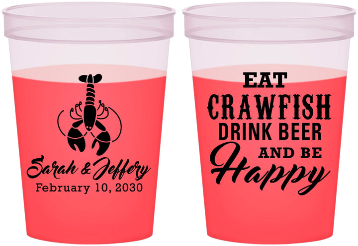 Custom Wedding 16 oz Color Changing Cups - Crawfish Boil | 335