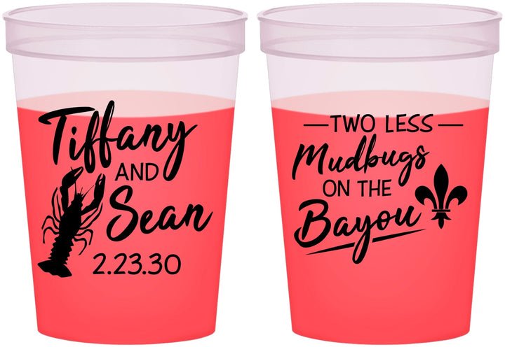 Custom Wedding 16 oz Color Changing Cups - Crawfish Boil Mudbugs | 336