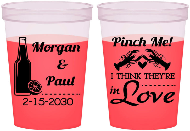 Custom Wedding 16 oz Color Changing Cups - Crawfish Boil Pinch Me | 337