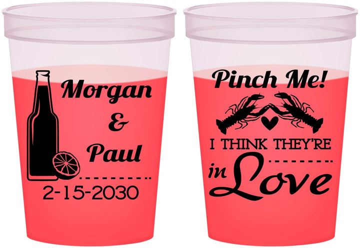 Custom Wedding 16 oz Color Changing Cups - Crawfish Boil Pinch Me | 337