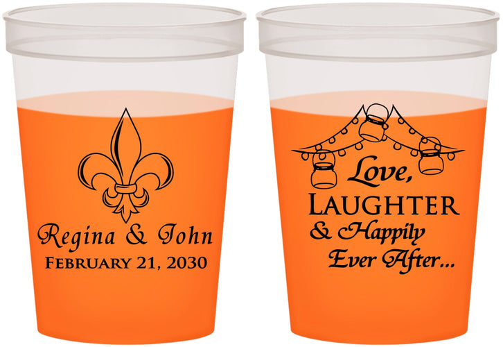 Custom Wedding 16 oz Color Changing Cups - Love Laughter Happily | 338