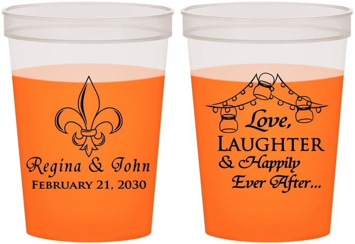 Custom Wedding 16 oz Color Changing Cups - Love Laughter Happily | 338