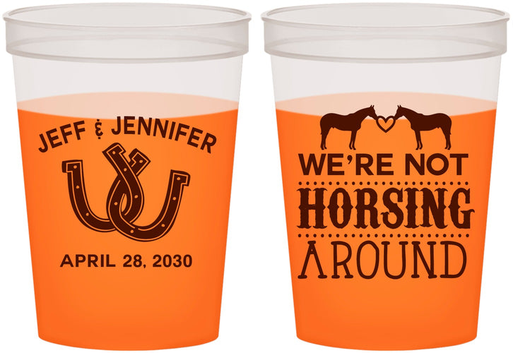 Custom Wedding 16 oz Color Changing Cups - Horseshoe | 340