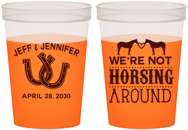 Custom Wedding 16 oz Color Changing Cups - Horseshoe | 340