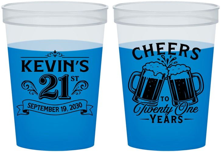 Custom 21st Birthday 16 oz Color Changing Cups - Cheers To Twenty One Years | 340000
