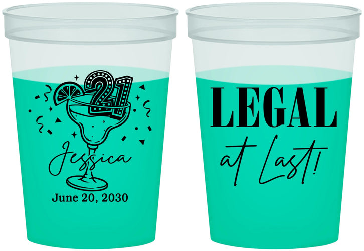 Custom 21st Birthday 16 oz Color Changing Cups - Legal At Last | 340005