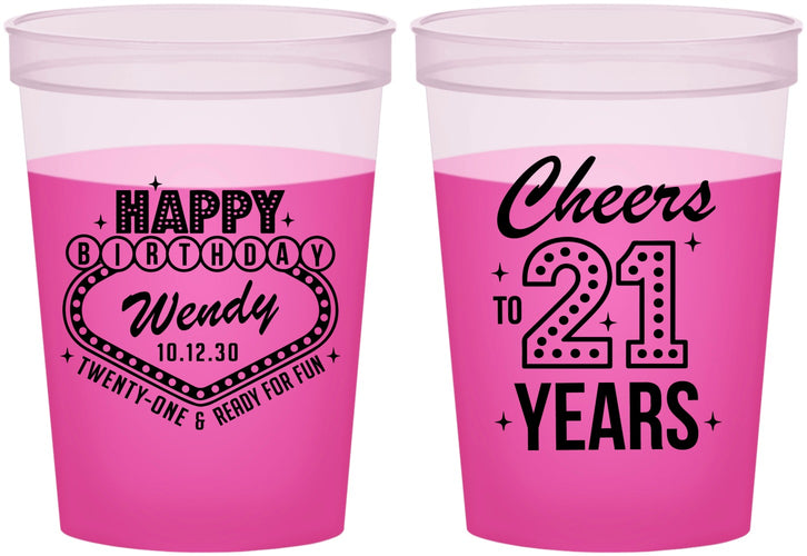 Custom 21st Birthday 16 oz Color Changing Cups - Vegas | 340007
