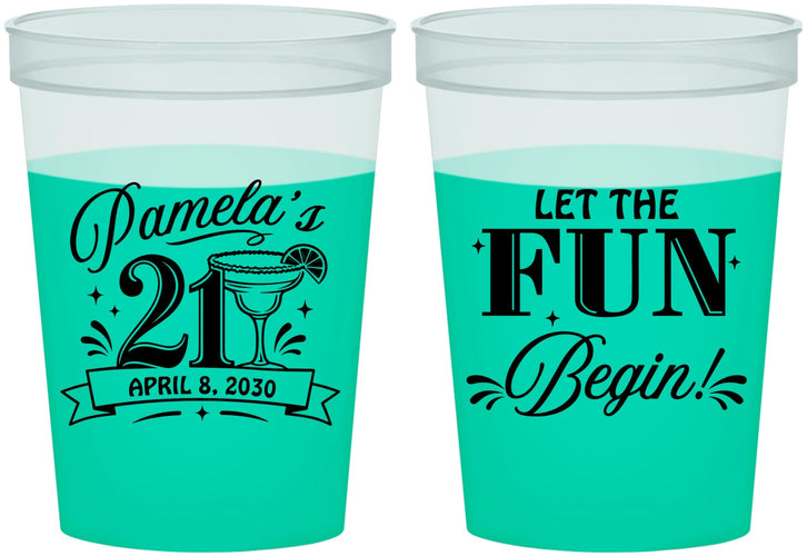Custom 21st Birthday 16 oz Color Changing Cups - Let The Fun Begin | 340009